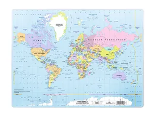 Schrijfonderlegger 500x380 mm met wereldkaart PP transparant - 1