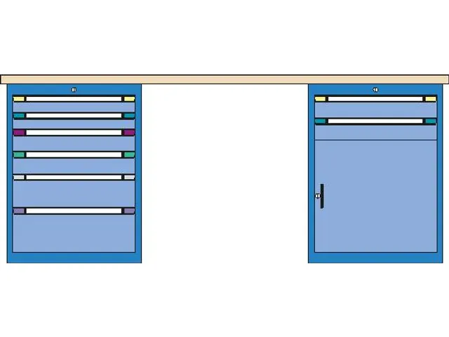 werkbank,HxBxD 840x2000x700mm,multiplexblad,RAL7035,front RAL7035