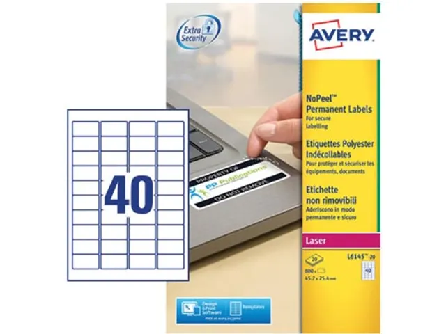 Avery NoPeel Anti-fraude etiketten 45,7x25,4mm Wit 800 stuks