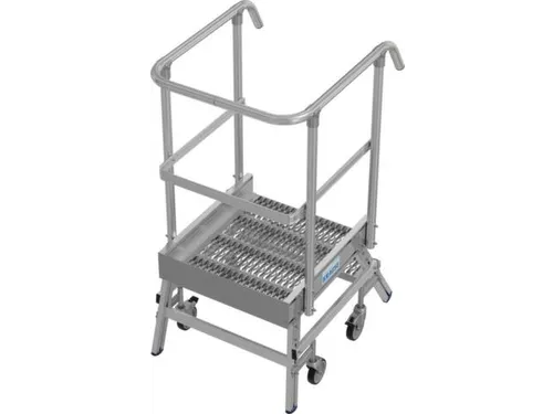 bordestrap,verrijdbaar,bordes H 0,5m,2treden m. R13-laag,aluminium