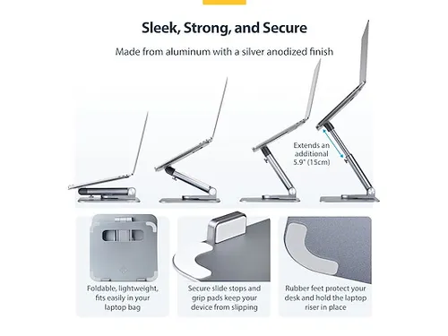 Telescopische Laptopstandaard Draagvermogen Tot 5kg Zilver