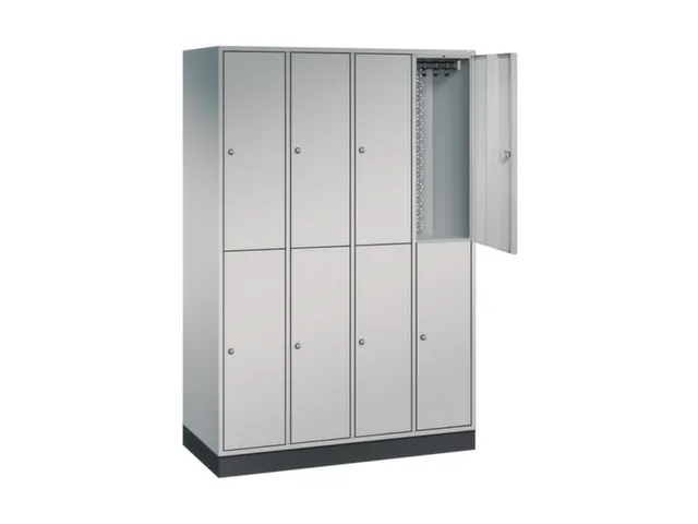 Dubbeldekse garderobekast,HxBxD 1950x1220x500mm,4x2vak.,vak B 260mm