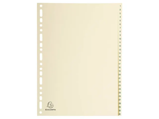 Tabbladen karton 155 gram 31 tabs 1-31 ivoor