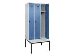 locker met bank,HxBxD 2120x900x815mm,3vak,vak B 300mm,draaigrendel