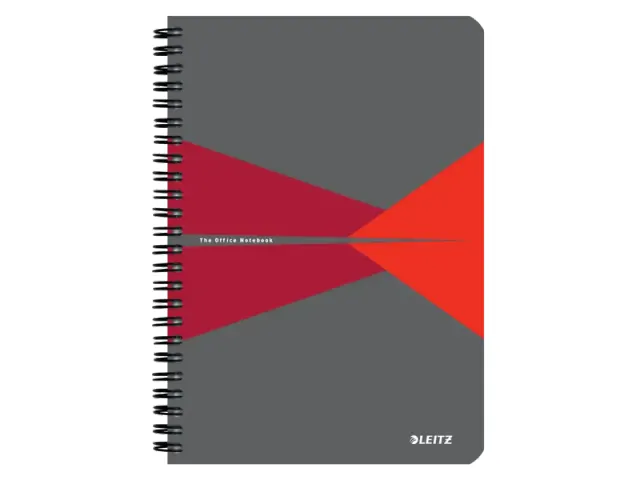 Notitieboek Leitz Office A5 lijn 180pag grijs rood