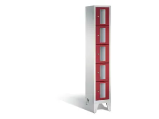 Lockerkast 1850x320x500mm 1x5 vakken Cilinderslot Poten, RAL3003 - 2