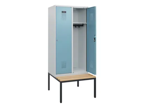 locker met bank,HxBxD 1950x800x815mm,2vak,vak B 400mm,cilinderslot