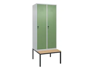 locker met bank,HxBxD 2120x800x815mm,2vak,vak B 400mm,draaigrendel - 1