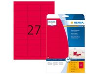 Permanent papieretiket rood fluorescerend 63.5x29.6mm 20 vellen