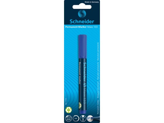 marker Schneider Maxx 133 permanent beitelpunt blauw op blister | MarkeerstiftWinkel.nl