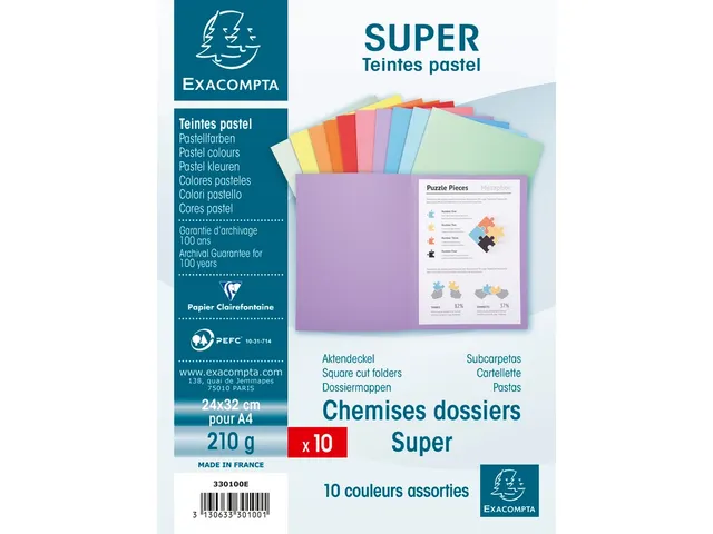 Pak Van 10 Dossiermappen Super 250 - 24x32cm- Assorti