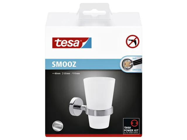 Bekerhouder tesa Smooz hoogglans verchroomd metaal zelfklevend
