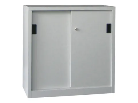 schuifdeurkast,HxBxD 1000x1000x600mm,RAL7035,front RAL7035