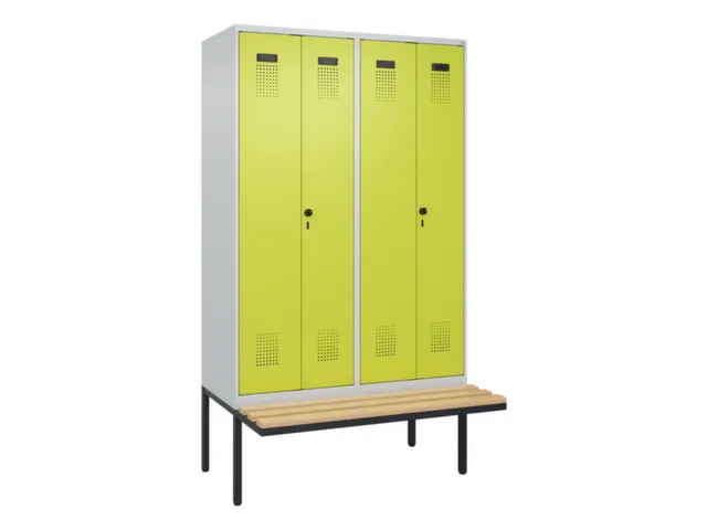 locker met bank,voor scheiding van kleding,HxBxD 2120x1200x815mm,4vak