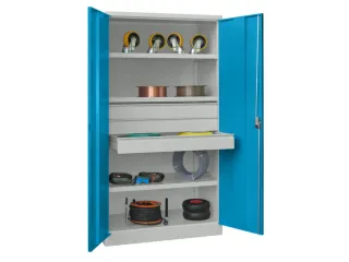 systeemkast,HxBxD 1950x1040x630mm,3xStalen bodem,RAL7035,front RAL5012 - 2