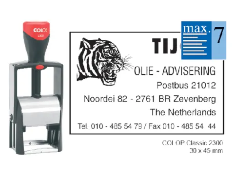 Tekststempel Colop 2300 +bon 7regels 44x29mm zwart