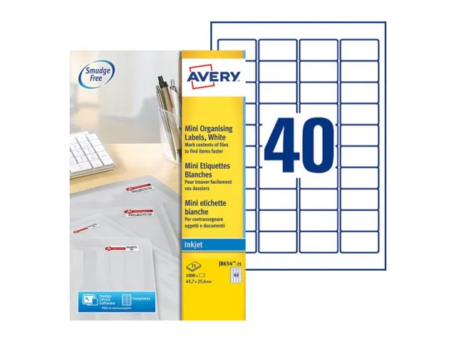 Etiket Avery J8654-25 45.7x25.4mm Inkjet wit 1000 stuks
