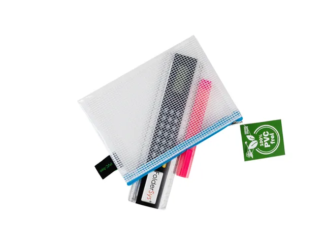 etui A6 PVC-vrij transparant met neon blauwe ritssluiting