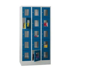 lockerkast,HxBxD 1850x900x500mm,3x5vakken,RAL7035,front RAL5010 - 2