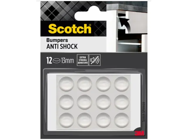 Bumpers Anti Shock 13 mm Transparant Blister 12 Stuks