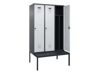locker met bank,voor scheiding van kleding,HxBxD 2120x1200x815mm,3vak - 1