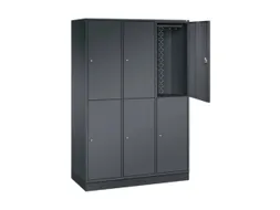Dubbeldekse garderobekast,HxBxD 1950x1220x500mm,3x2vak.,vak B 360mm