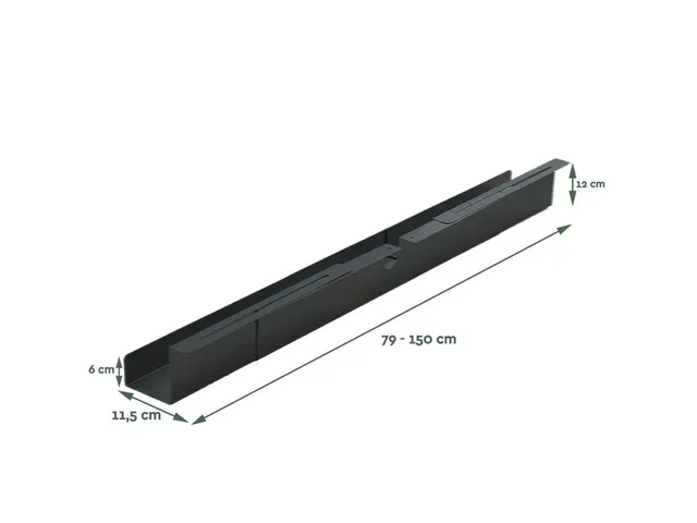 Verstelbare Kabelgoot Zwart voor onder het bureau