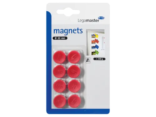 Magneet Legamaster 20mm 250gr rood 8 stuks