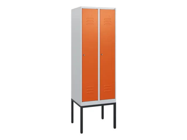 locker,HxBxD 1950x600x500mm,2vak,vak B 300mm,cil.-slot,voetonderstel