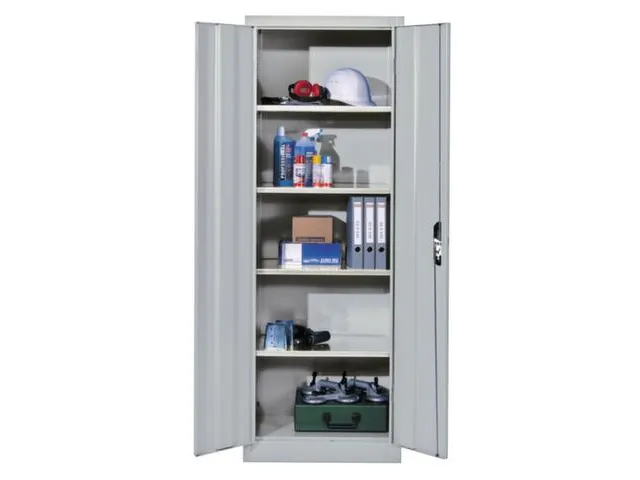 universele kast,RAL 7035,HxBxD 1950x800x500mm,4xStalen bodem,cil.-slot