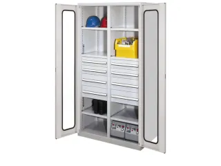 Materiaalkast Scheidingswand 1950x1000x600mm 6legborden 8laden Ral7035 - 1