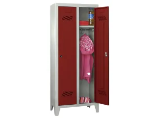 lockerkast v. kinderen,HxBxD 1300x530x300mm,2vak,RAL7035,front RAL3000 - 3