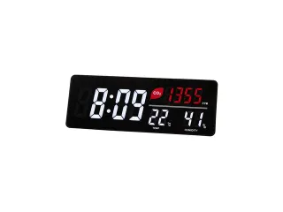 zwarte LED klok met CO2- temperatuur- luchtvochtigheid- en luchtkwalit - 3