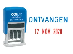 Woord-datumstempel Colop S160O ontvangen blauw rood