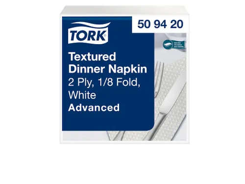 Tork 509420 Textured Dinnerservet 2-laags 39x39cm 1/8-vouw wit 20x50st