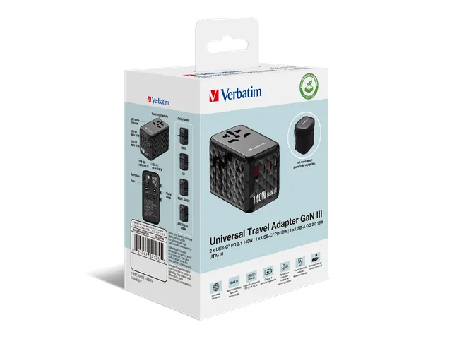 Verbatim 32125 GaN III universele travel adapter UTA-10
