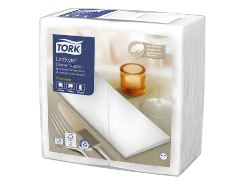 Servetten Tork 478145 LinStyle 1-laags 39x39cm wit 1/8 vouw 50st.