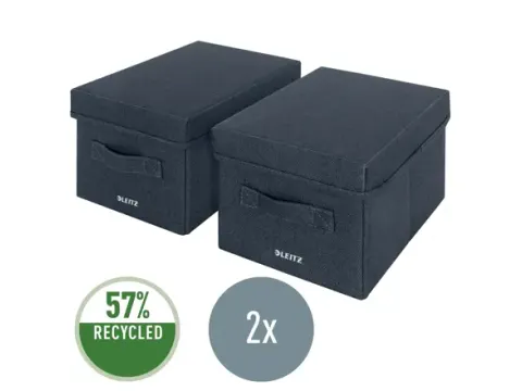 Leitz Stoffen opbergdoos met deksel Grijs 28,5x19x16cm 2 stuks