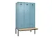 locker met bank,voor scheiding van kleding,HxBxD 2120x1200x815mm,3vak