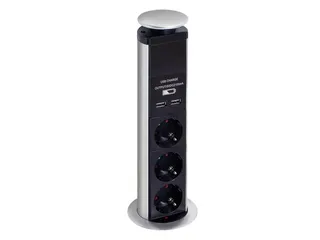POP-UP Stekkerblok Met 3 Stopcontacten - 2 x USB - Randaarde - 2