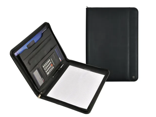 DESQ A4 Conferentiemap Met Ritssluiting, Schrijfblok en Rekenmachine