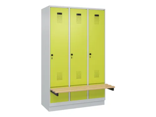 locker met bank,HxBxD 1950x1200x815mm,3vak,vak B 400mm,draaigrendel