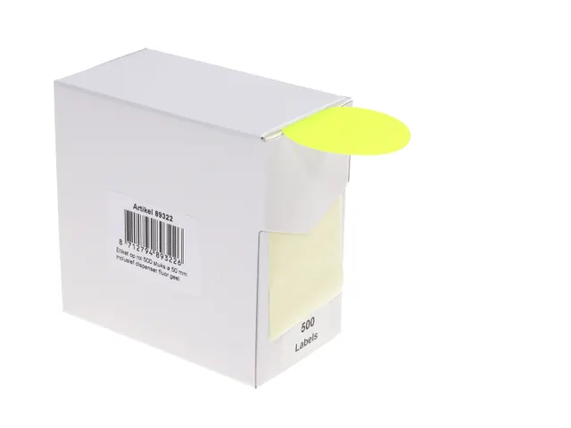 Etiketten Op Rol 50mm Fluor Geel Met Dispenser 500 Stuks