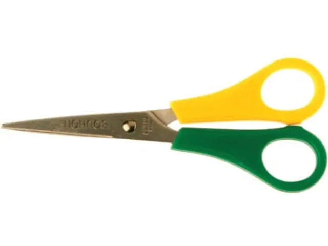 Ciseaux, Ft 14 Cm, Gauche, Bouts Pointus, Inox, Jaune/Vert