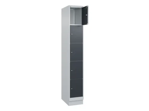 lockerkast,HxBxD 1950x300x500mm,1x5vakken,vak B 300mm,cil.-slot,sokkel