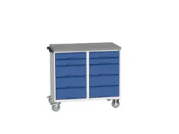 montagetafel 980x1050x600mm linoleumblad 10 laden duwbeugel RAL5010