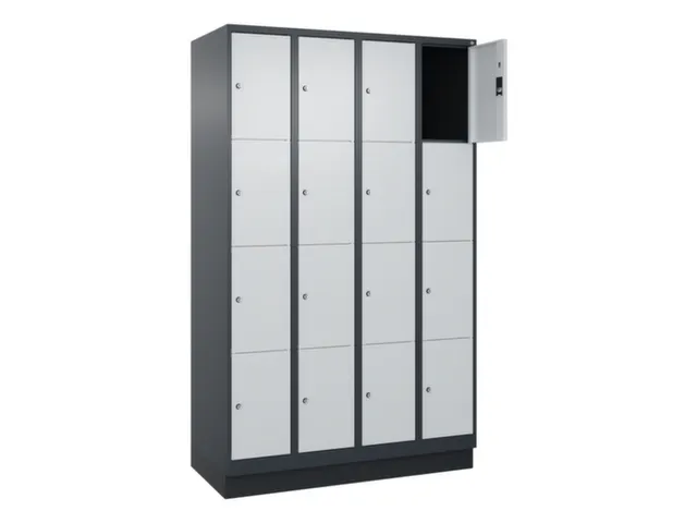 lockerkast,HxBxD 1950x1200x500mm,4x4vakken,vak B 300mm,cil.-slot