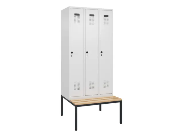 locker met bank,voor scheiding van kleding,HxBxD 2120x900x815mm,3vak