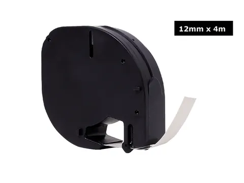 Labeltape Quantore 91201 12mmx4m kunststof zwart op wit