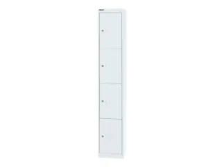 lockerkast,HxBxD 1802x305x305mm,1x4vakken,cil.-slot,romp verkeerswit - 3
